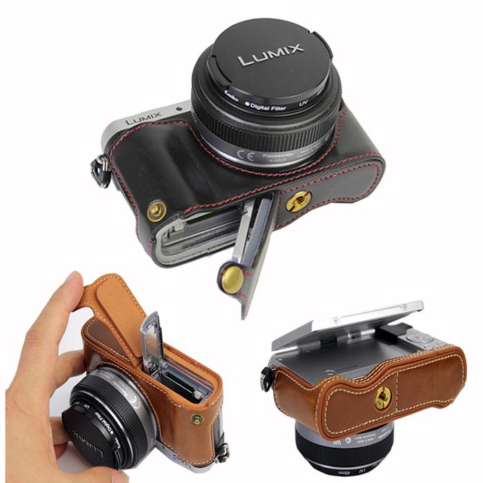 PU Leather half Case camera bag For Panasonic Lumix GF10 GF9 GF8 GF7