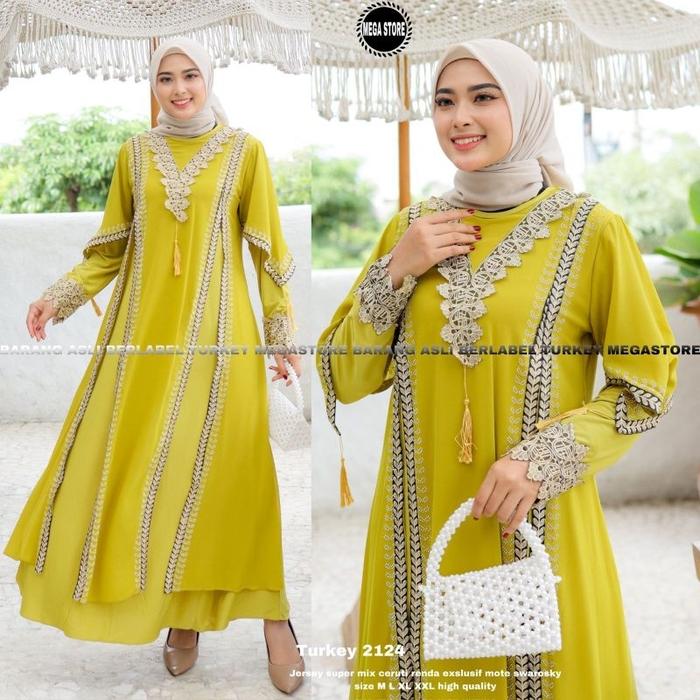 New Gamis Turkey Terbaru By Mega Store Original Abaya Bordir Wanita Terlaris Jubah Sari India Arabia