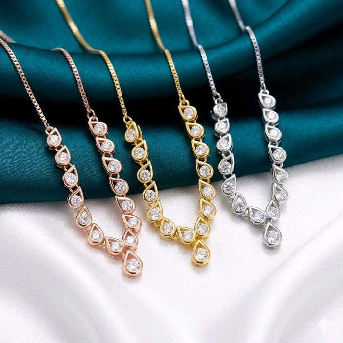 Titanium88 Kalung Wanita Motif TURA Padi Full Permata BRONZE Imitasi KL2