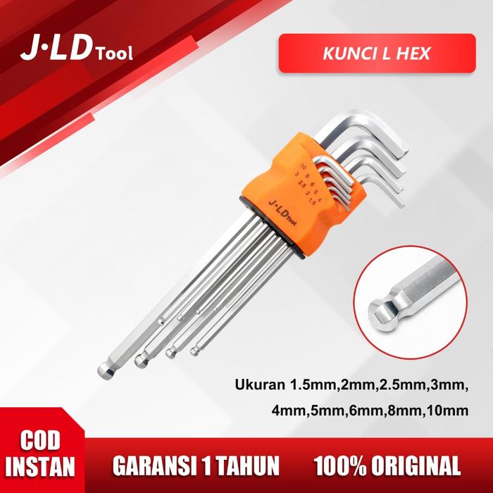 JLD Kunci L hex panjang 1 set lengkap kunci l 1set komplit 9pcs kunci l full set lengkap 1.5-10mm