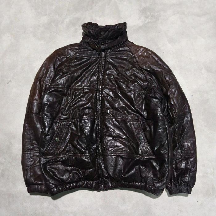 Jaket kulit leather pria coklat bekas