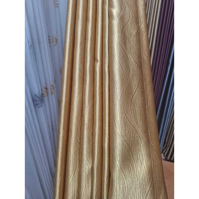 Gratis poni/Gratis Vitrase beli 2 gorden Gold Tua Mewah,Tebal blackout 90%