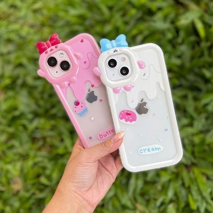 CASE BUTTER IPHONE 14 14 PRO MAX 14 PLUS 13 PRO MAX 12 12 PRO MAX BUTTER CREAM CUTE CARTOON 2 IN 1 B
