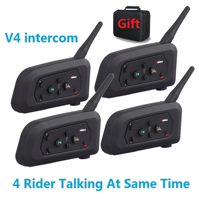 4pcs Motorcycle Helmet Intercom Bluetooth Headset V4 plus 4 Riders