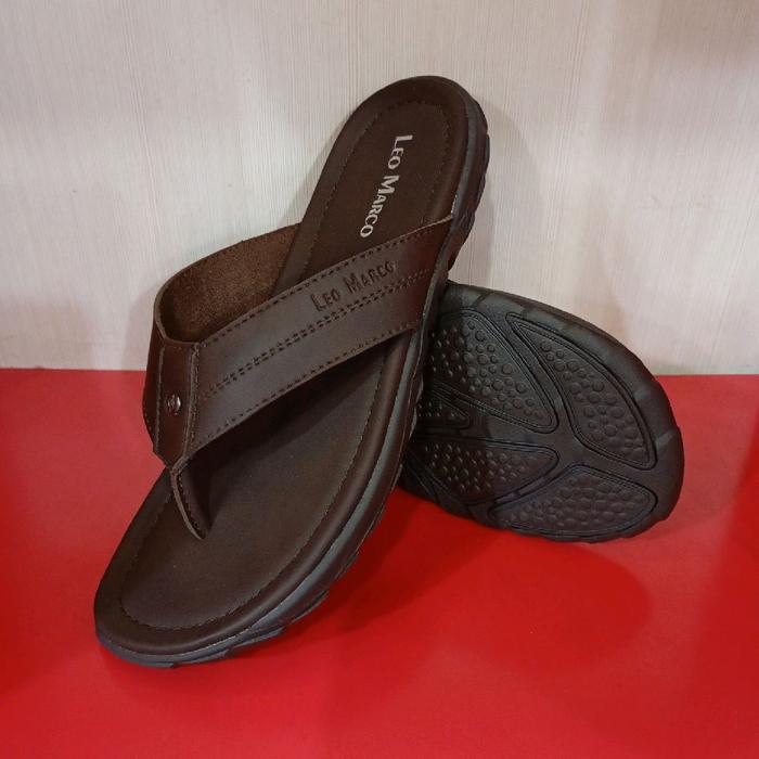 Leo Marco Sandal Jepit Pria Qn2810 Warna Coffee Ukuran 38-43 Cocok Untuk Sehari-hari Nyaman Dan Taha