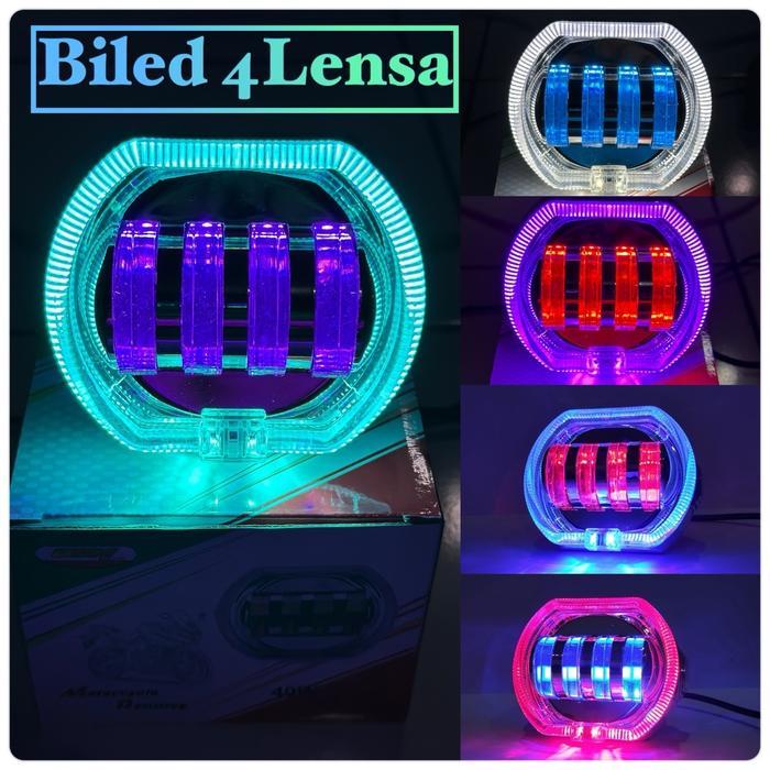 Lampu Tembak Daymaker Biled Projie Biled proji Biled 4 lensa 8D CR7 4,5 INCH Motorcycle