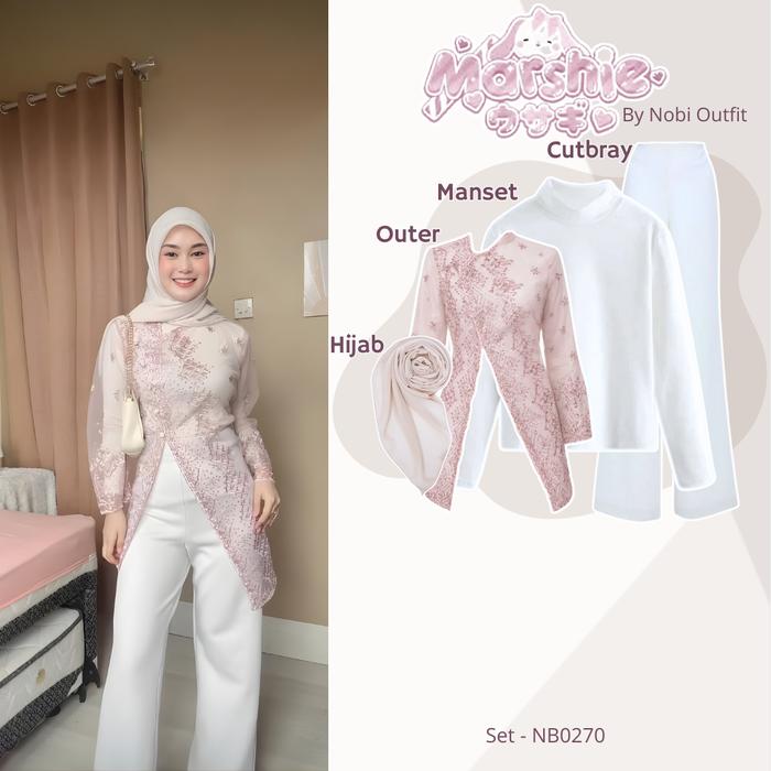4 In 1 One Set Ootd Wanita Kekinian Atasan Delmora Outfit Setelan Outer Brukat Kondangan Kebaya Jang