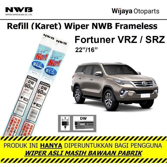 Refill Karet Wiper Fortuner Vrz / Srz Nwb Japan Ukuran 22"&16"