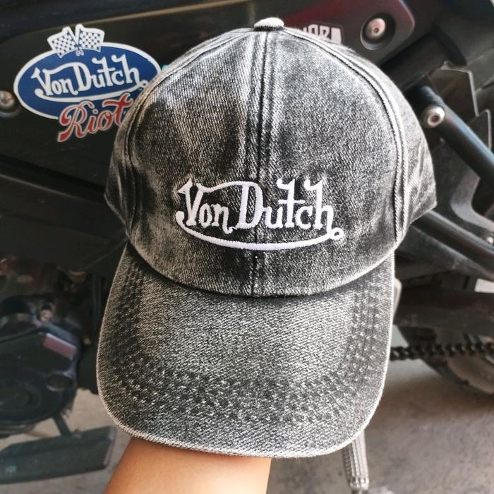 Von Dutch Topi Baseball VD Jeans Wash Bahan Rafel Denim Kualitas Distro Cocok Untuk Pria & Wanita De