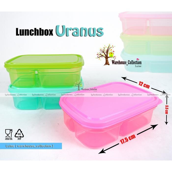 (3/6/12pcs ) KOTAK BEKAL URANUS TRANSPARAN // TLEKEM PLASTIK SEKAT ANTI TUMPAH//Kotak Bekal Sekat 3