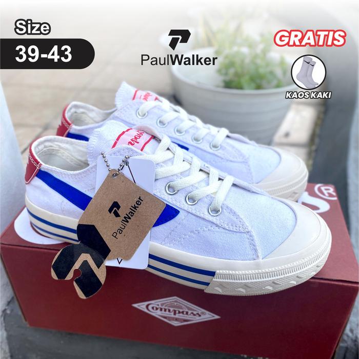 Sepatu Pria Compass Retrograde Original | Sneakers Compas Gazelle White Blue / Black White / Cream /