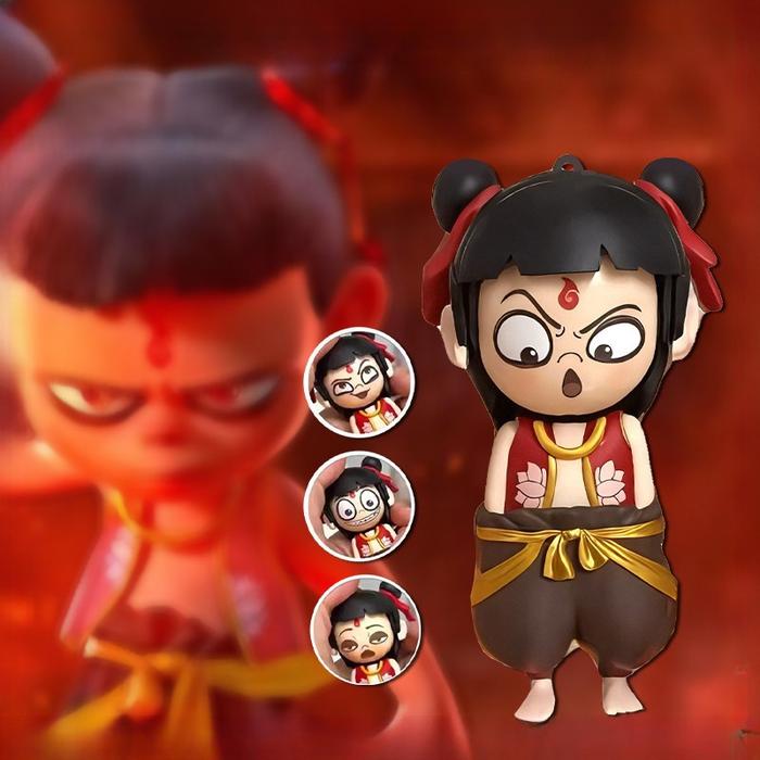 Paket Emoji Nezha yang MengubahWajah Action Figure NEZHA 4 Muka Berubah NE ZHA KeyChain Ganti Face