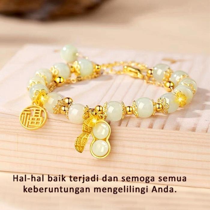 Gelang Kacang Merah Simbol Keberuntungan Gelang Titanium Aksesori Wanita Gelang Kristal Asli Giok Me