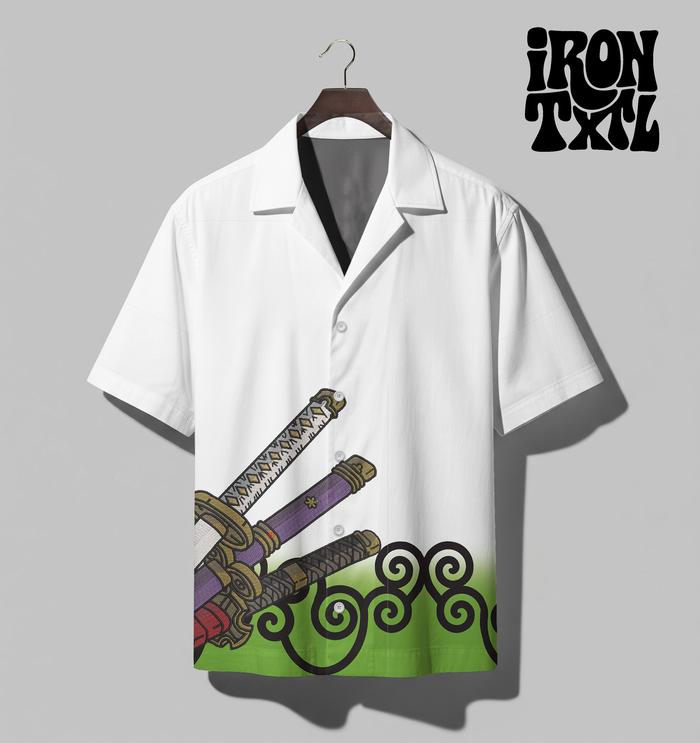 IRON Kemeja Fullprint Motif Pedang Zoro Wano | P-Zoro
