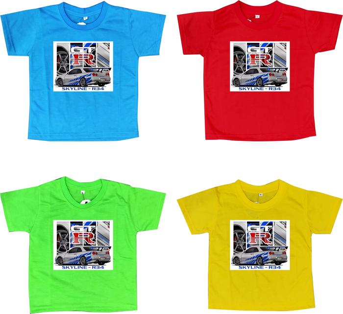 Paket Hemat Baju Kaos Distro Anak Model T-Shirt Simple 4 Pcs Size L - Motif DTF, Polyflex - Fashion