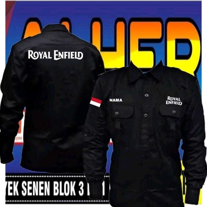ready stok full bordir kemeja royal Enfield baju royal Enfield seragam royal Enfield Pdh royal Enfie