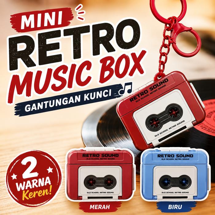 Gantungan Kunci Mini Radio Jadul Bisa Rekam Suara, Kotak Musik Lucu Dekor Hias Meja