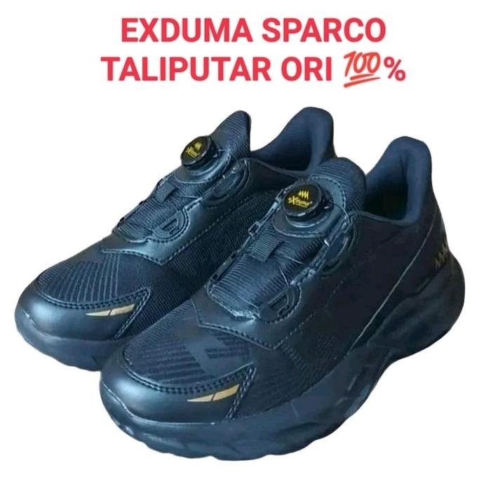 Sepatu Exduma Sparco Tali Putar Terbaru Black - Model Sol Terbaru - Casual, Shoes