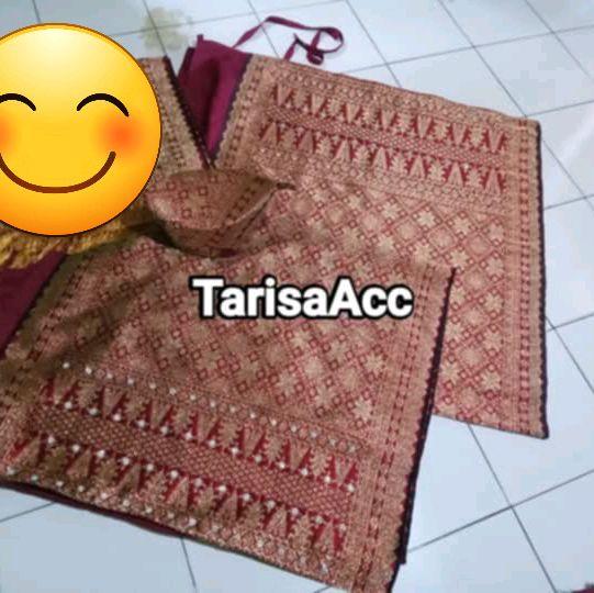 Set kain songket asli tenun palembang full payet diamind + topinya