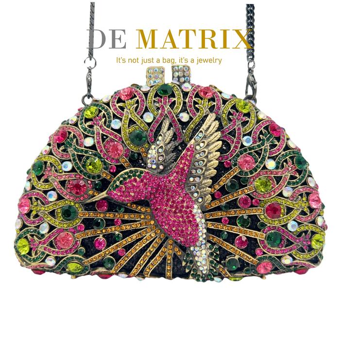 Tas Pesta Wanita Party Clutch Swarovski Crystal Kristal Perempuan Peugeot Burung Pink Green Merah Mu