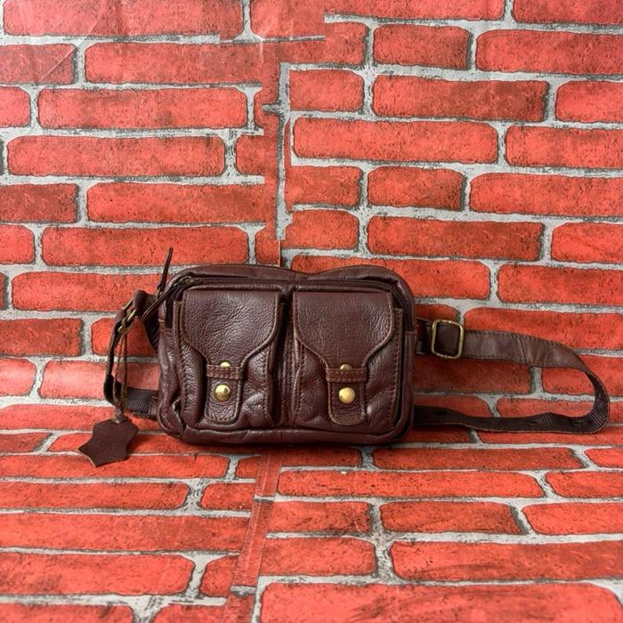 TAS WAISTBAG KECIL PRIA KULIT ASLI SECOND BRANDED COKLAT / TAS WB KULIT ASLI PRIA