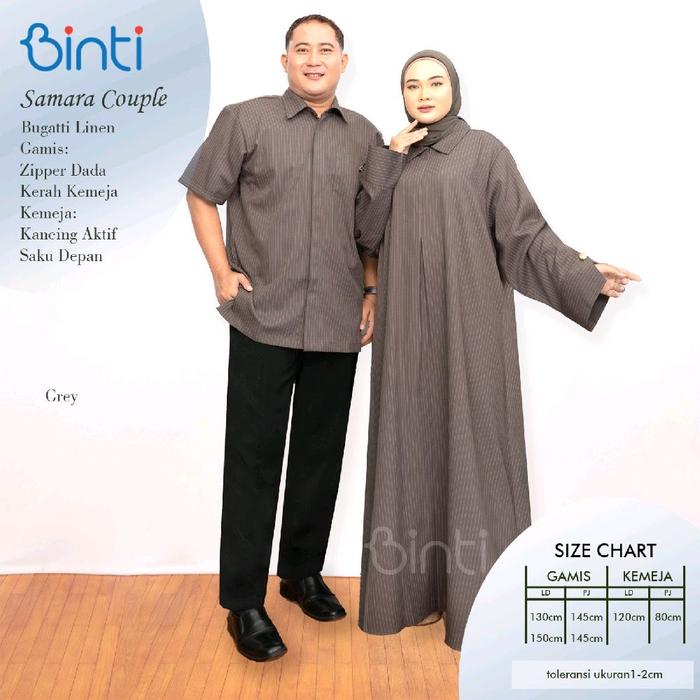 Binti Samara Couple Panjang Wanita Nyaman Maxy Bagatti Linen Zipper Busui Stone Size 3 LD 130cm PJ 1