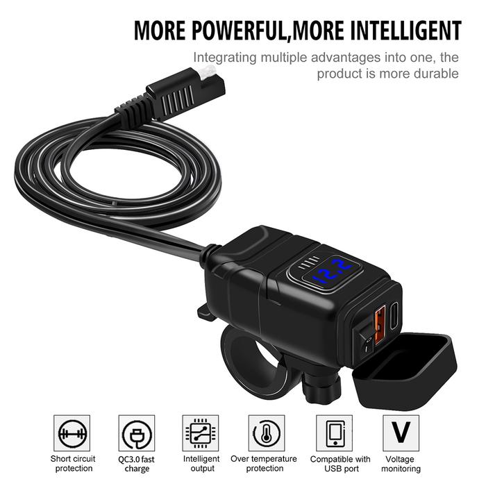 USB Charger Adapter Voltmeter Digital Display Motorcycle USB Charger
