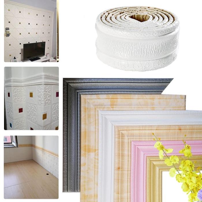 [ NEW ] Wall Border List Foam 3D 8mm Wallpaper Tebal List Dinding Border Plafon Stiker Dekorasi Dind