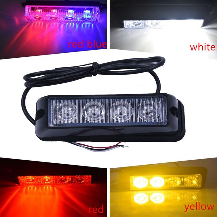 4LED Ledakan Mobil Flash Light Bar Mobil Sisi Bohlam 12V-24V Ledakan