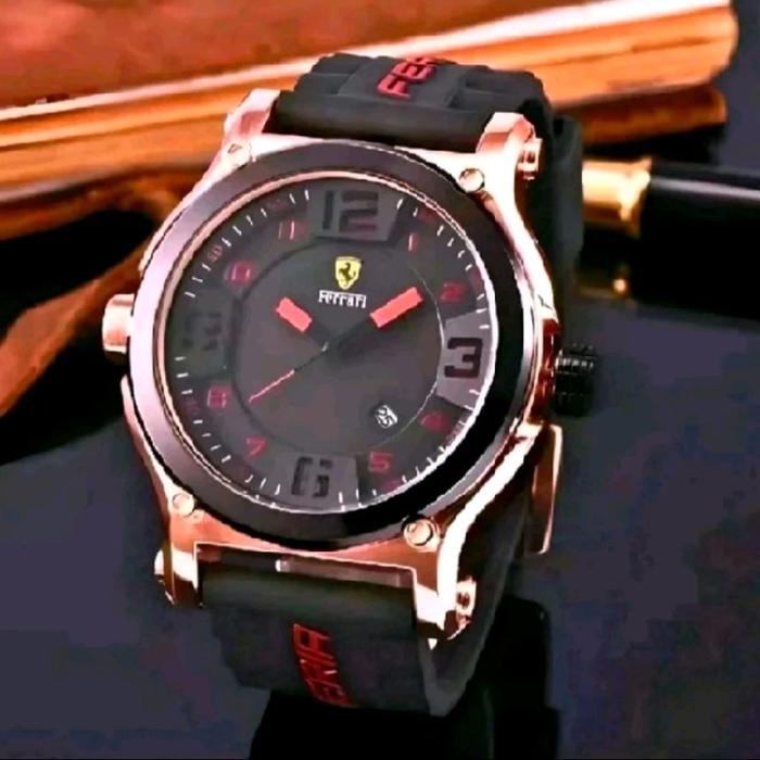 TERBARU,,, Jam Tangan Pria Ferrari Mewah Untuk Remaja Dewasa Analoq Quartz Strap Rubber Fashion Pria