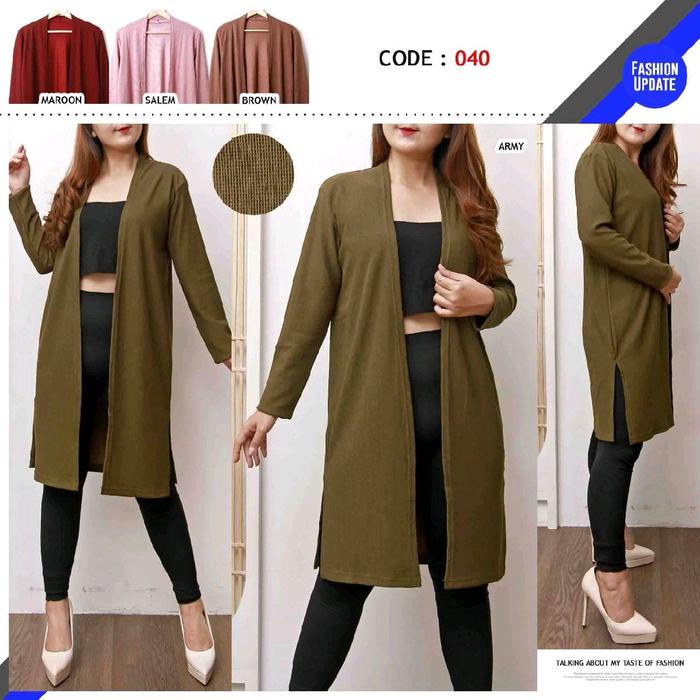 cardigan Luaran Blazer bahan katun knit halus lembut LD 102cm-110cm(ditarik) Panjang 86cm LK 44cm BB
