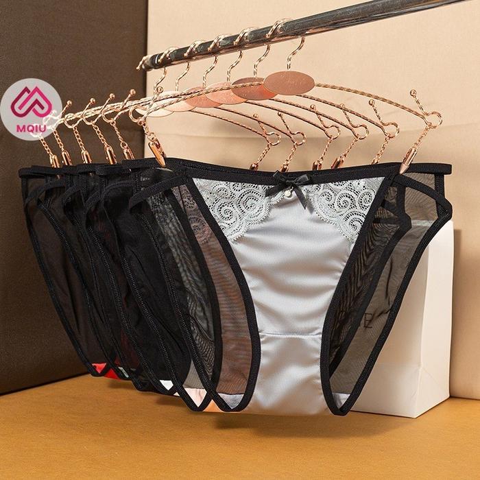 MQIU - Celana Dalam Wanita Seksi Premium Bhan Brokat CD Wanita transparan tali samping Lingerie CD 5