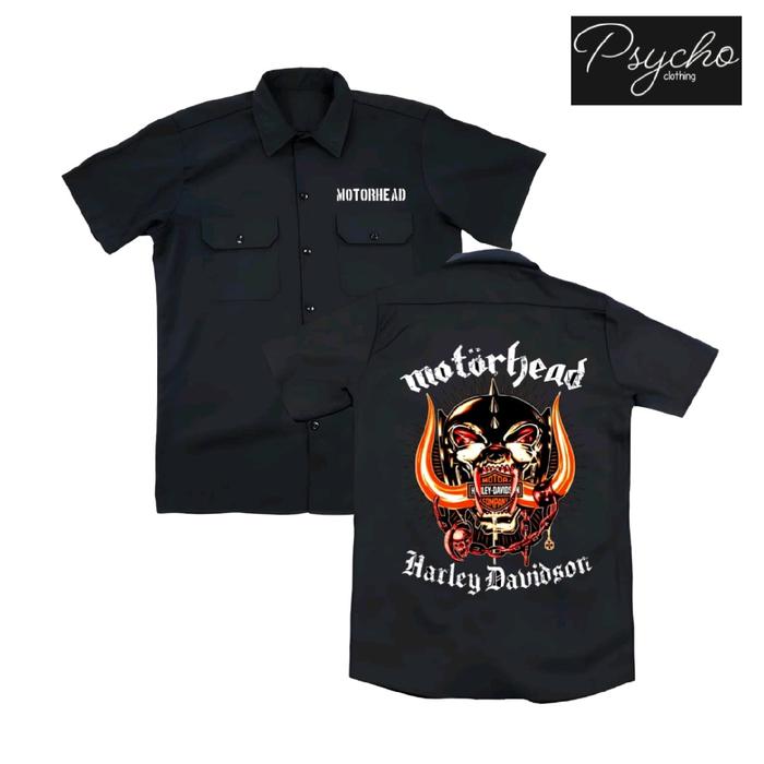 kemeja pendek PDH workshit hitam Motorhead distro psycho