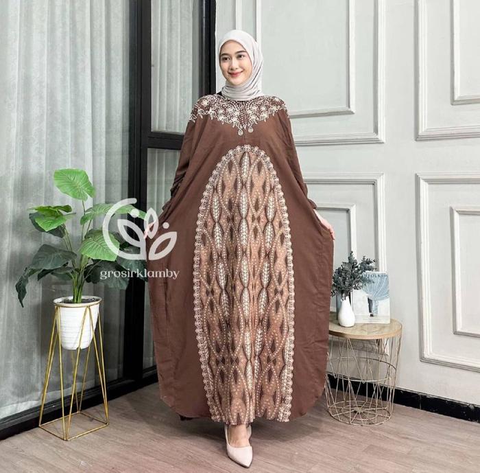 Kaftan Motif Ayana Rayon Batik Busui Super Jumbo Ld 170 cm  Panjang Nyaman Gamis Muslim Wanita Daste