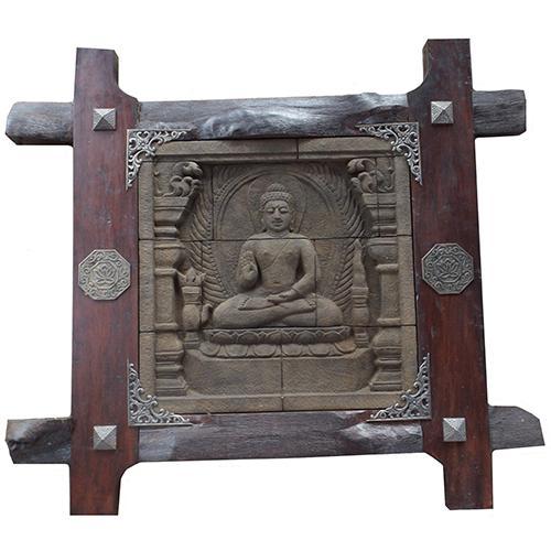 [ New ] {{ - 37" Stone Relief / Ukiran Batu Buddha Figura Jati - }}