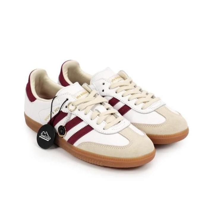 Adidas Samba OG Sporty And Rich White Core Burgundy Sepatu Sneaker Pria Wanita 100% Original Authent