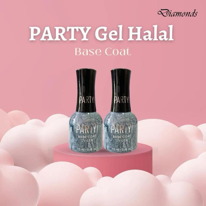DMD - PARTY! GEL HALAL BASE COAT - PARTY BASE PEEL OFF - KUTEK GEL HALAL MURAH 15ML