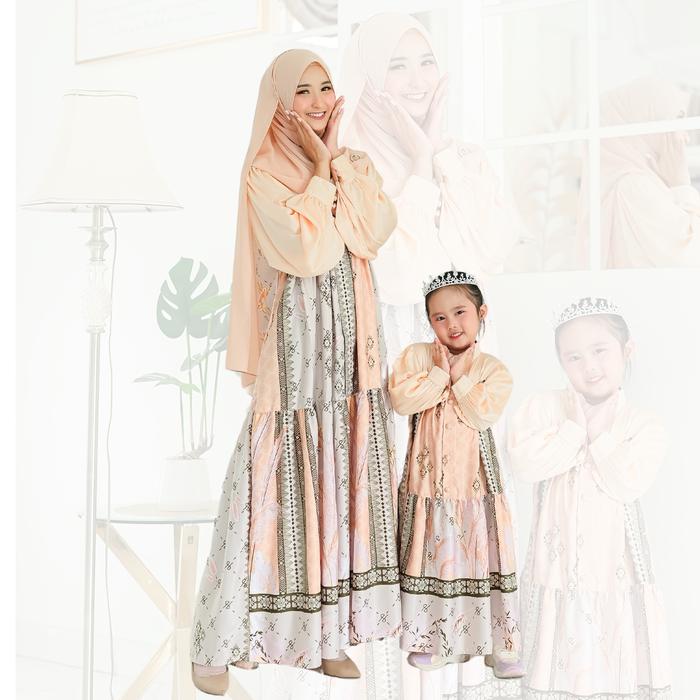 SUKAHIJAB - Athalia Dress Gamis Couple Ibu dan Anak Perempuan Sarimbit Armani Silk Motif