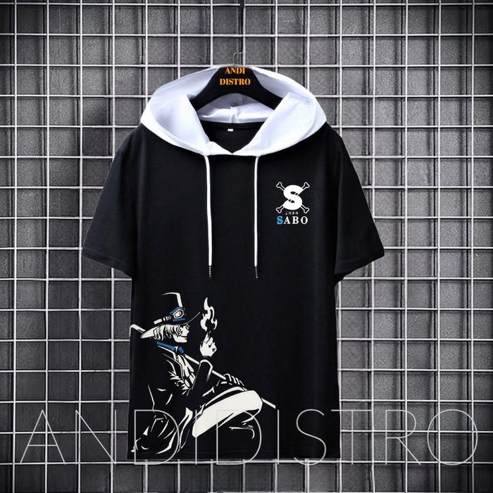 Kaos hodie one piece terlaris/ kaos hodie sablon sabo one piece/kaos hodie pria sablon murah / kaos 
