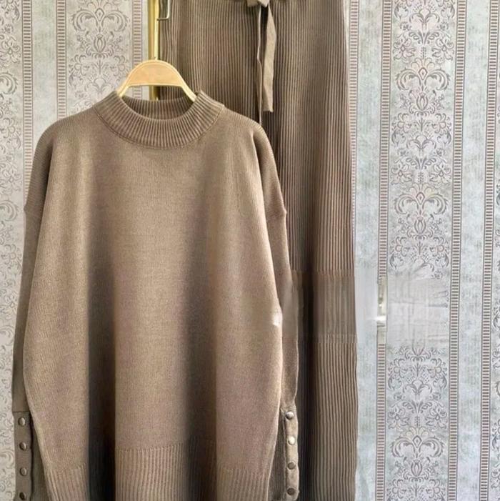 set clara rajut lengan panjang wanita