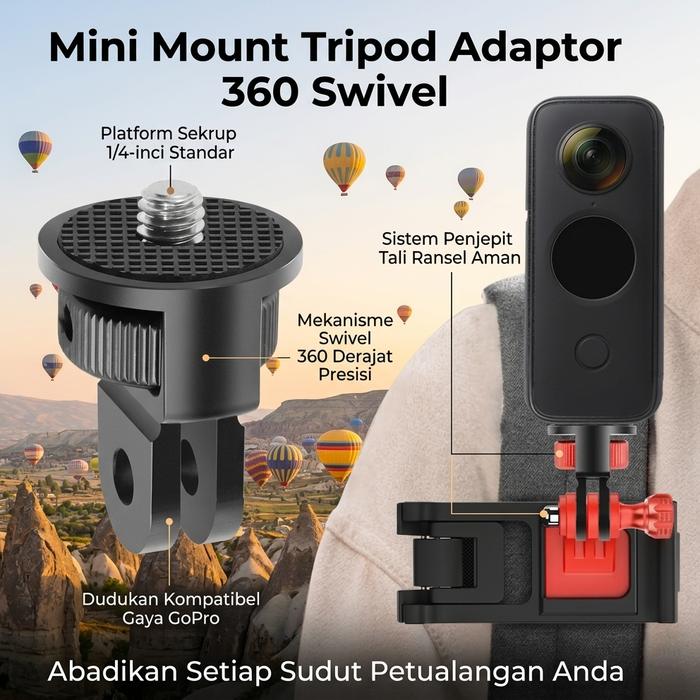 Mutiaramall - Tripod Mount Kamera | Adapter GoPro 360 | Holder Kamera 1/4