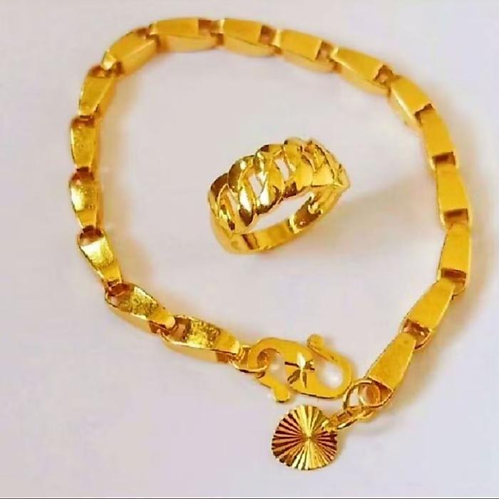 GELANG TANGAN KOIN ASLI 1991 GELANG TANGAN PADI MOTIF MAS 24 WARNA EMAS FREE CINCIN RANTAI ANTI LUNT