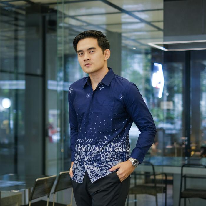 EMHA BATIK SOLO - ETHNIK BLUE | Kemeja Batik Pria Premium Lengan Panjang Slimfit Lapisan Furing Baha