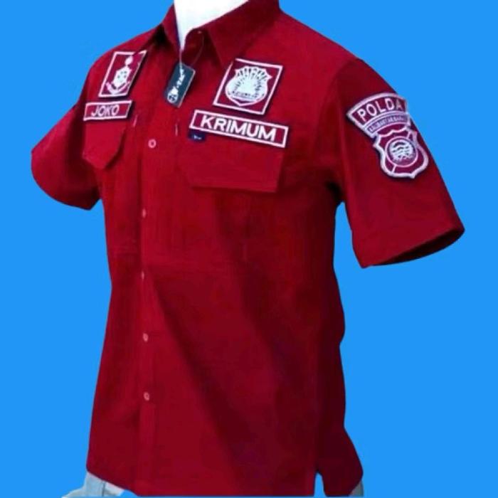 Kemeja Kerja Baju Pdh Tactical POLRI POLDA POLISI Bordir Timbul