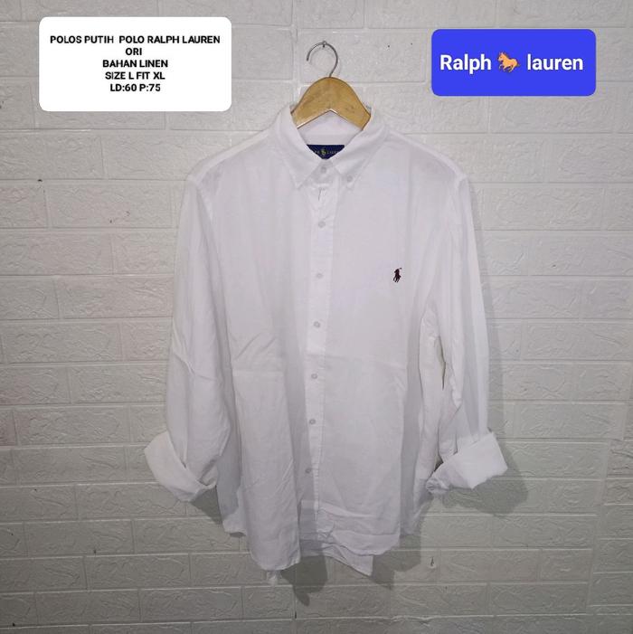 KEMEJA LINEN PUTIH POLO RALPH LAUREN ORI SIZE L FIT XL