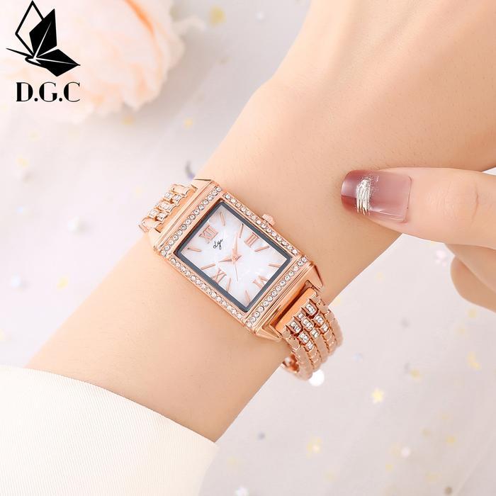 Dgc 1008 Jam Tangan Wanita Alloy Stainless Steel Berlian Korea Elegan Kuarsa  Persegi Panjang Jam Ta