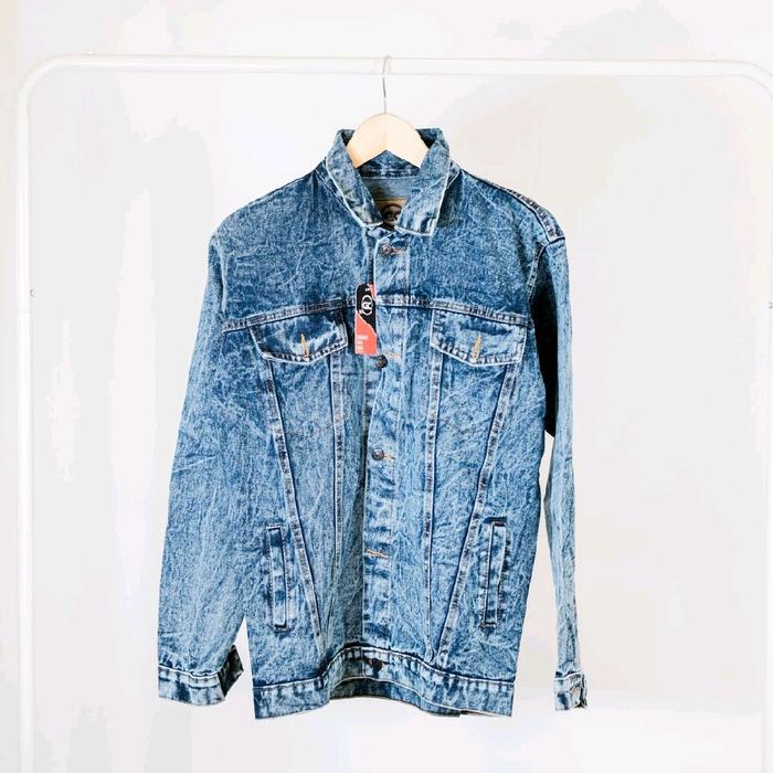 Jaket Jeans Pria 424 Warna Sandwash blue Biowosh Hitam Mustrad Army Hitam Marron Bahan Denim Sandwas