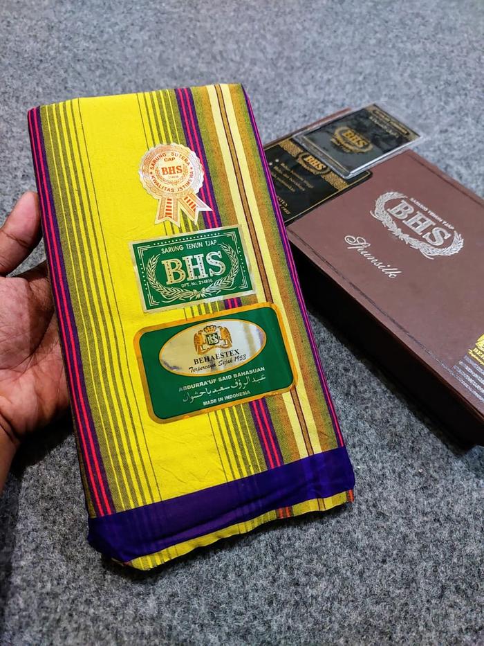 Sarung BHS KES Silver Full Sutera Jadul Warna Kuning Lemon Limited Edition