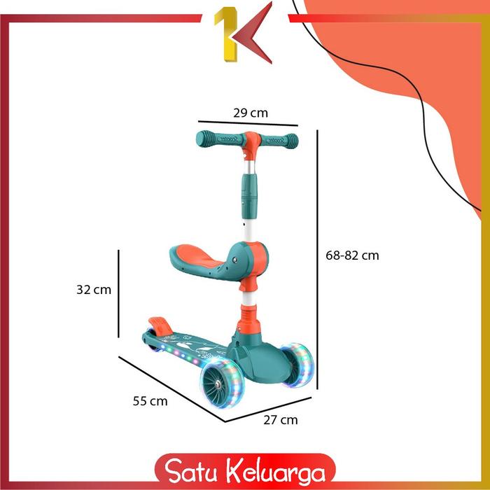 SK-M290 Mainan Anak Skuter Otoped Sepeda Duduk 3 Roda 2in1 Ada Musik Lagu Lampu Scooter Anak roda ny