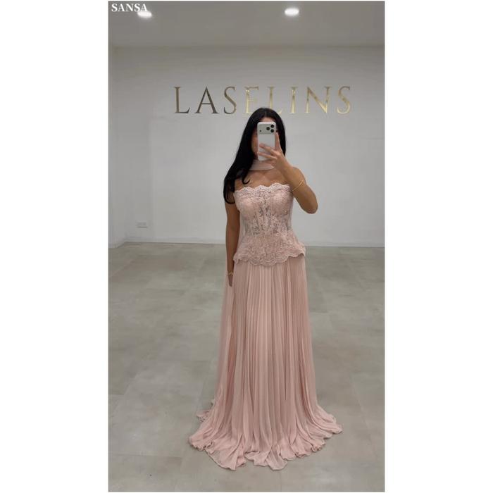 Sansa Customized Blush Pink Column Halter Ne Prom Dresses Pleated S veless Lace-Up vestidos de noche
